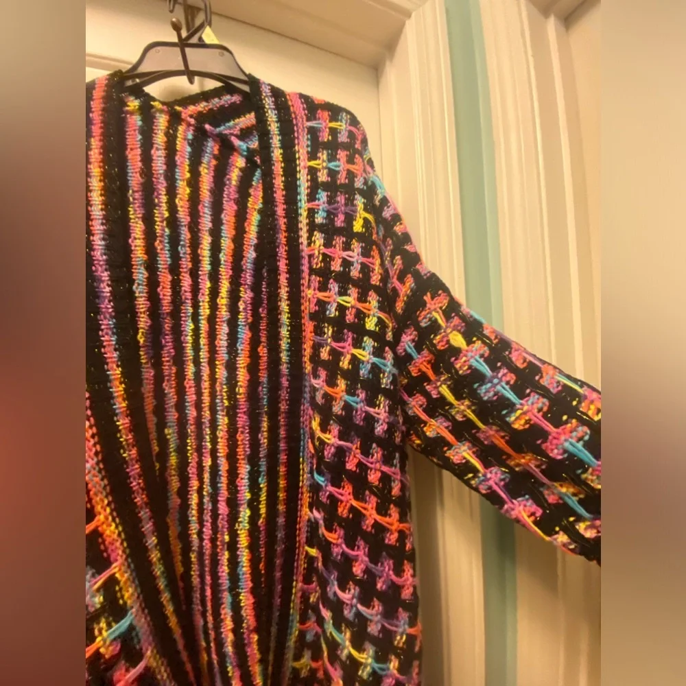 NWOT Knitted multcolor fringe Cardigan - Picture 8 of 10